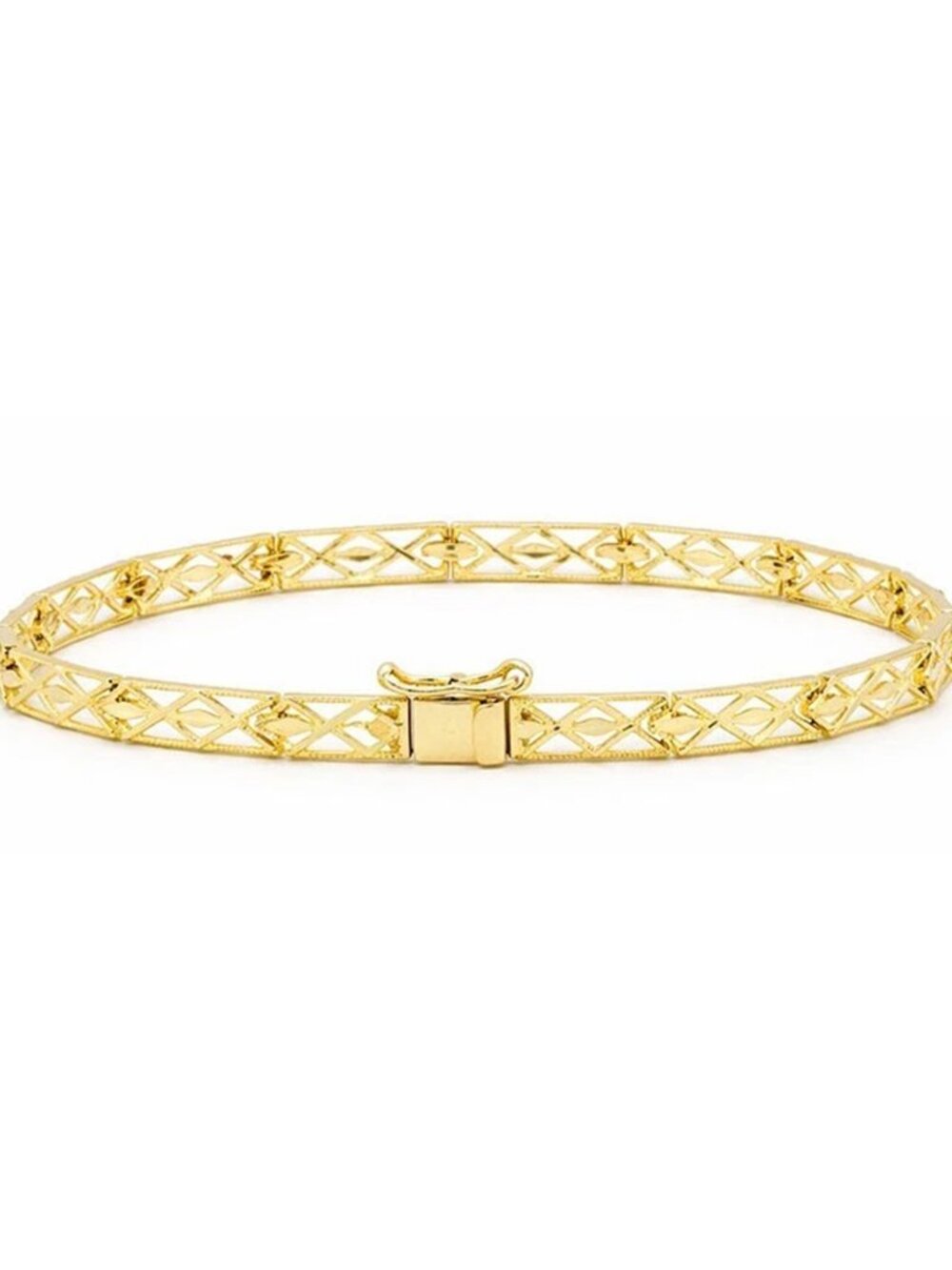 Diamond Cut Style SOLID Bracelet SOLID 10k Yellow Gold - Picture 3 of 6